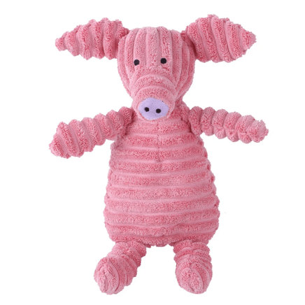 Peluche côtelée cochon pour chien