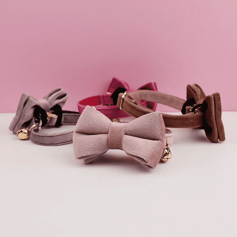 Collection de collier en velours avec nœud pour chat