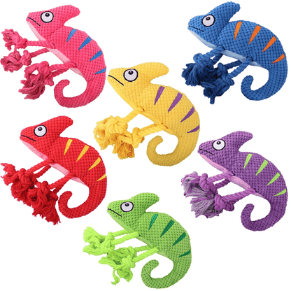 Différents coloris de notre jouet Caméléon pour chien