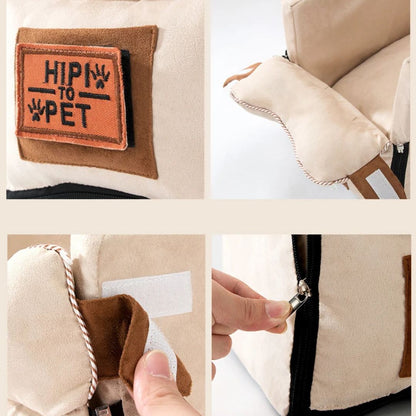 Détails de notre couchage confortable de voyage pour petit chien et chat