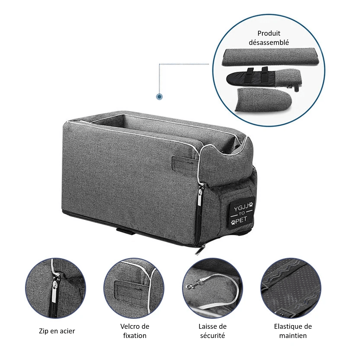 Détails de notre couchage confortable de voyage pour petit chien et chat