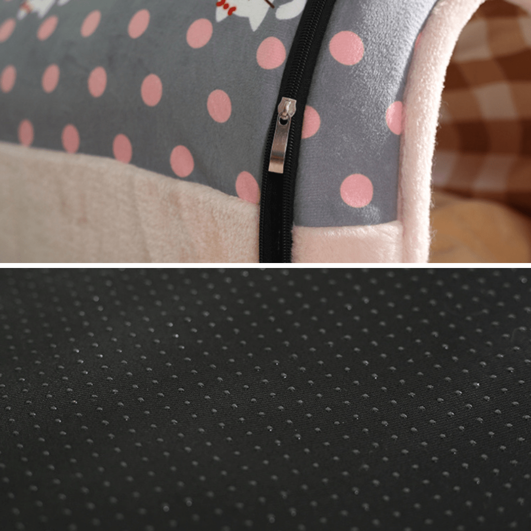 Détails de notre niche d'intérieur pliable marron pour chat et chien