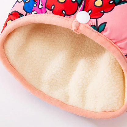 Détails de notre doudoune imprimée pour chien