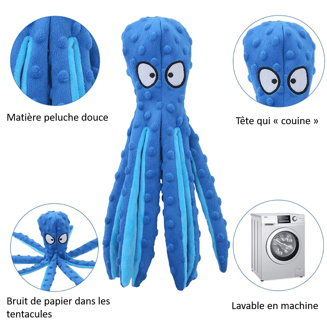 Avantages de notre peluche pieuvre à mâcher pour chien