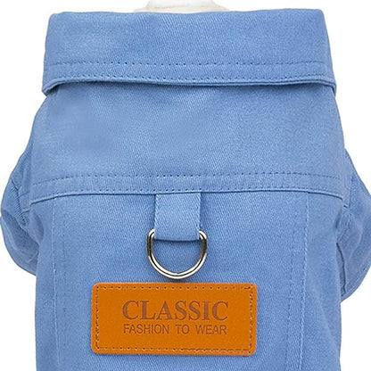 Détails de notre veste Denim de printemps pour chien