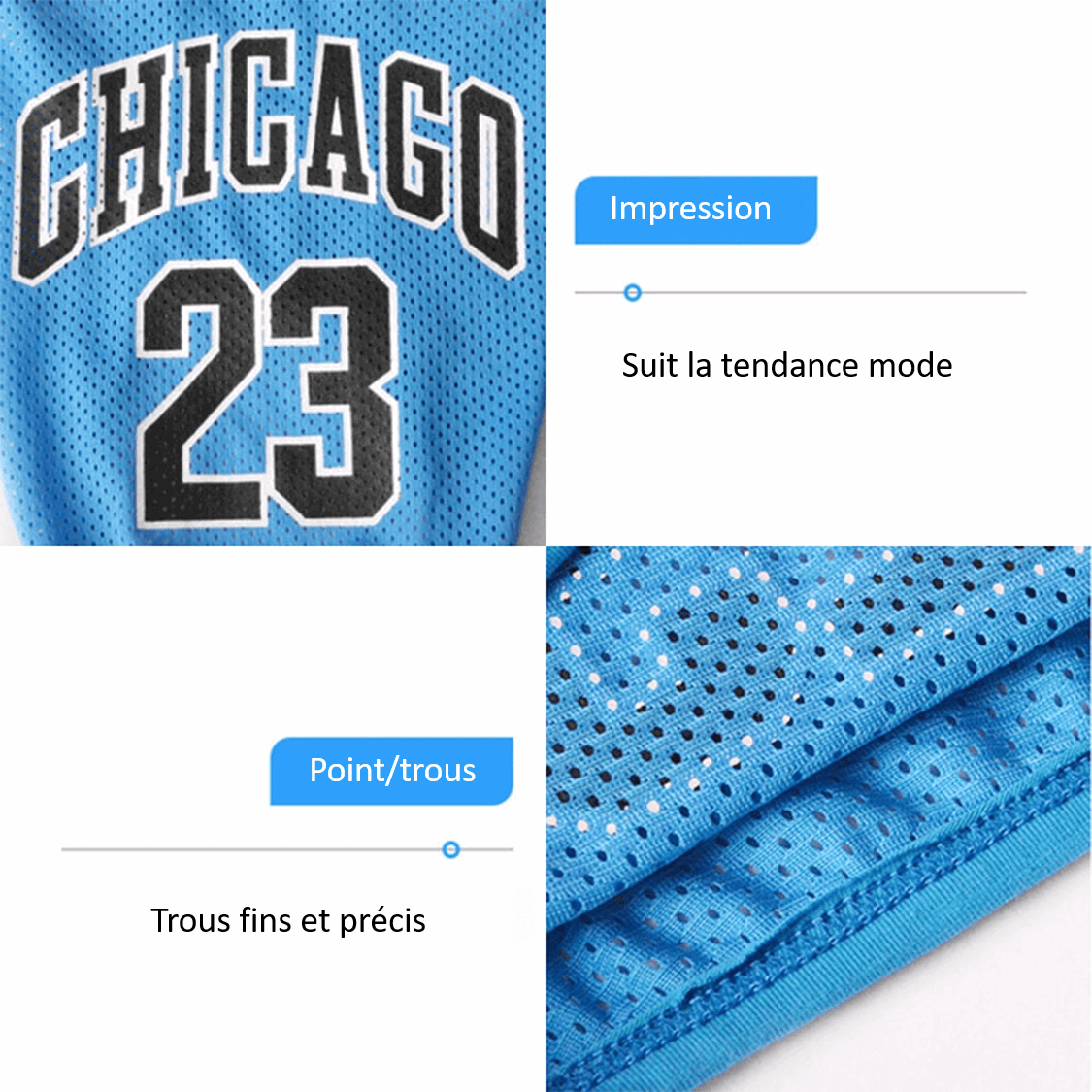 Détails de notre maillot de basketball pour chien