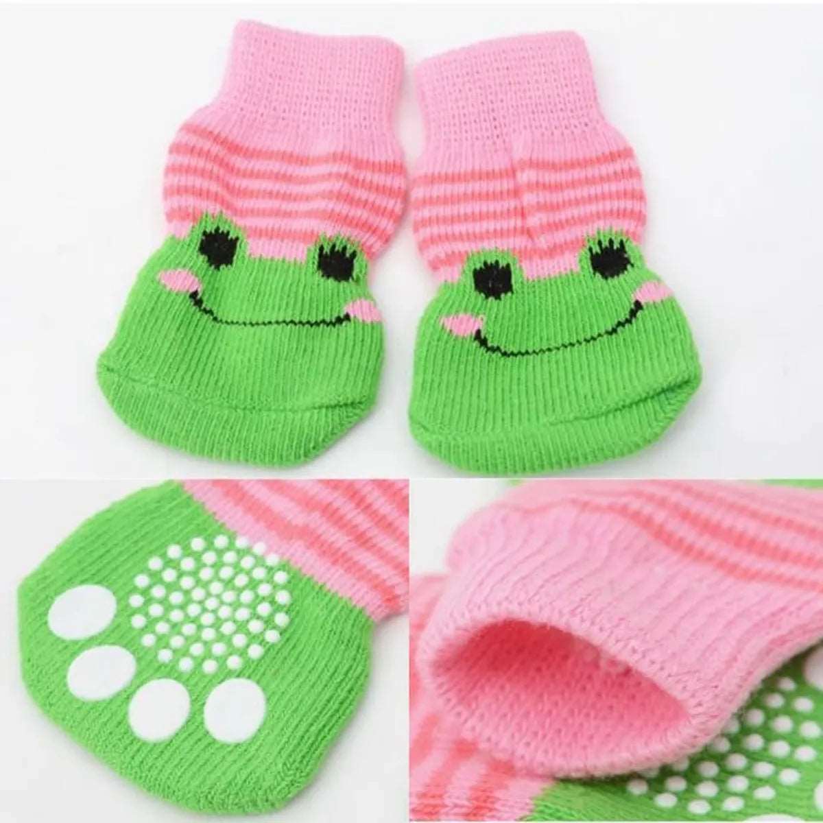 Détails de nos chaussettes pour chien - Grenouille