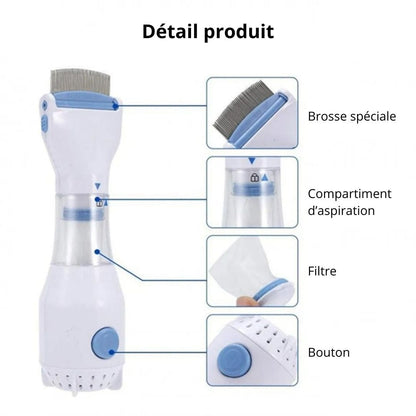 Détails de notre brosse électrique anti-puces