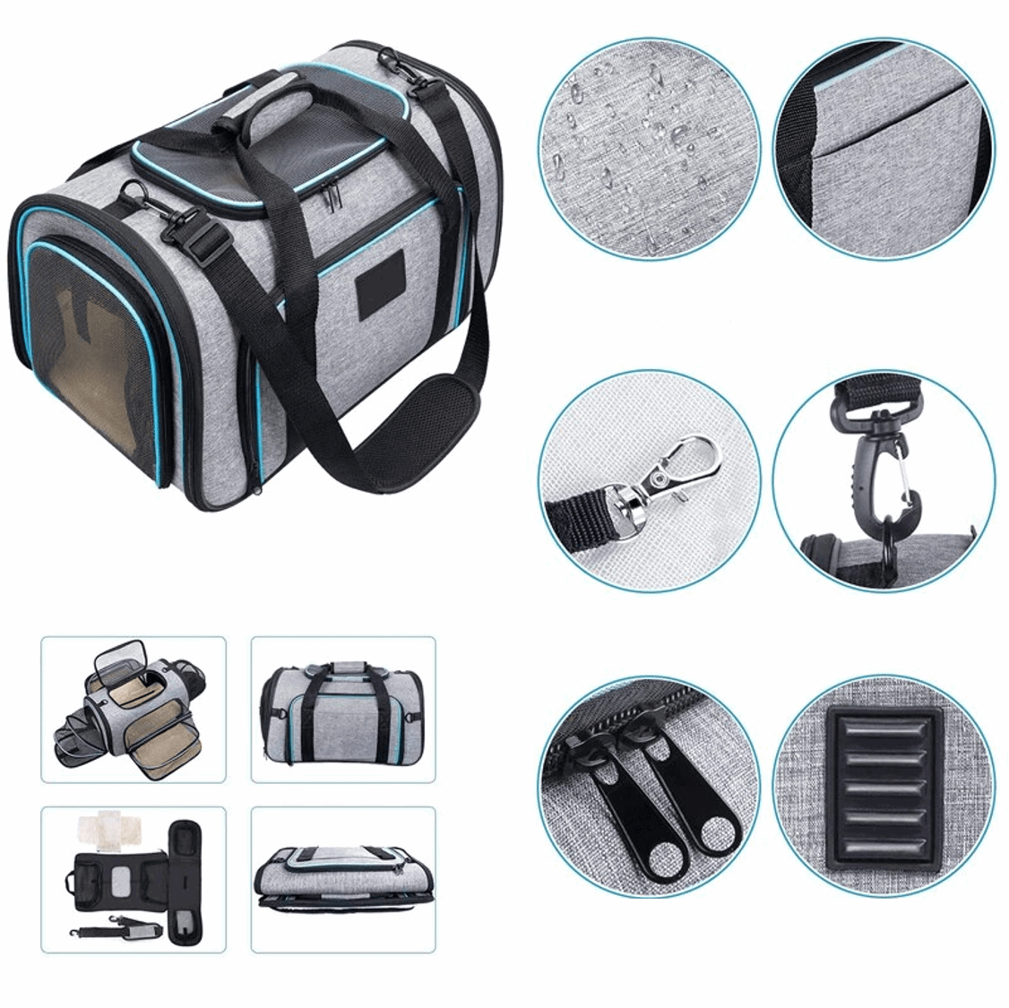 Détails de notre sac de transport spacieux pour chat et chien