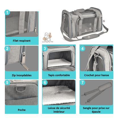 Détails du sac de transport pour animaux