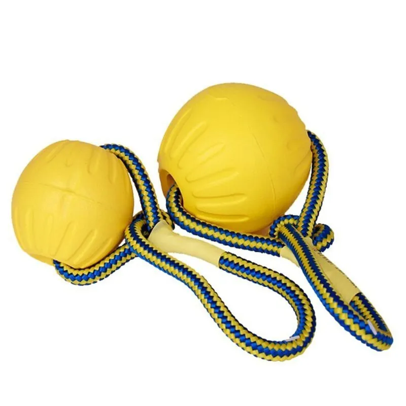 Balle de jeu avec corde pour chien disponible en 2 tailles