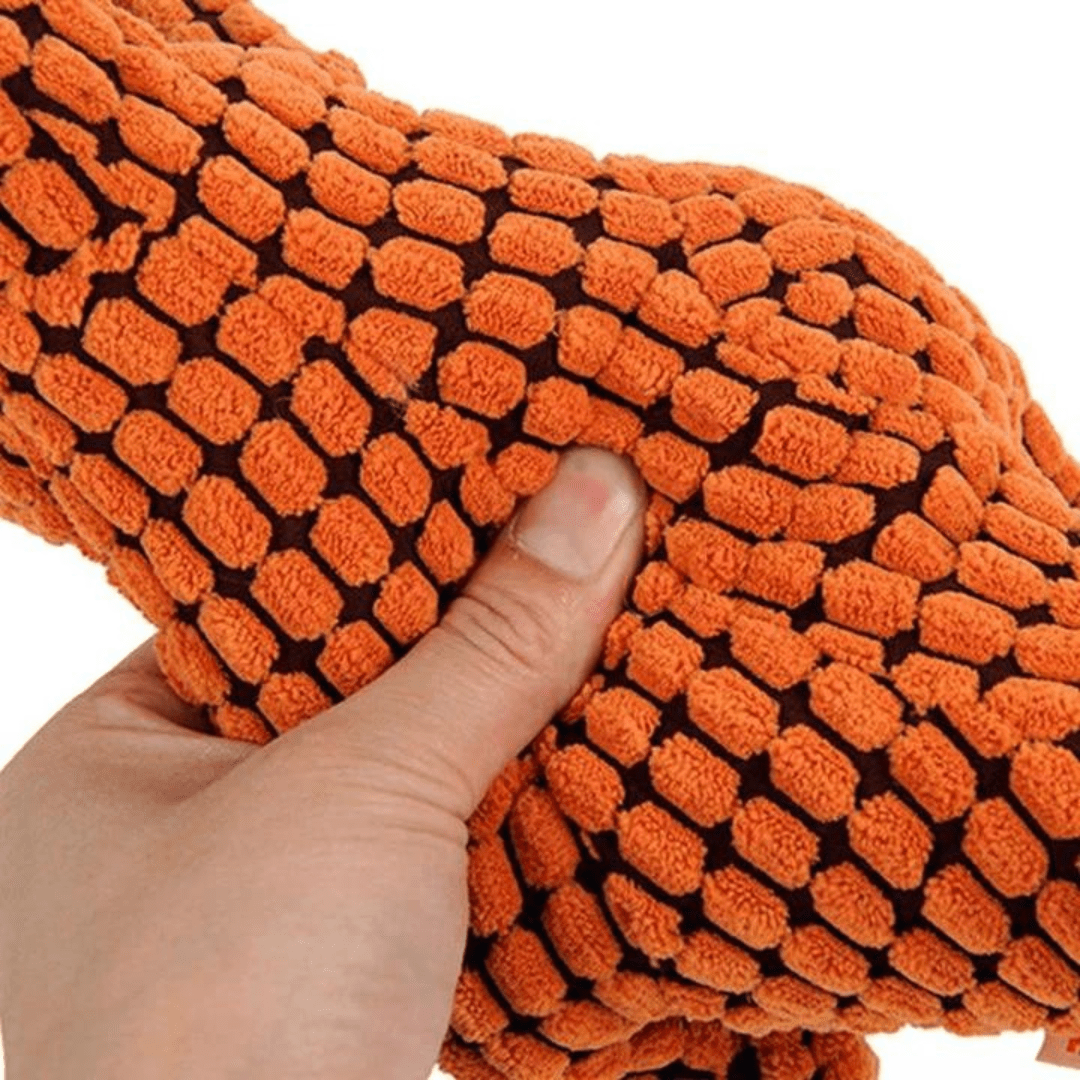 Peluche pour chien en forme de dinosaure orange