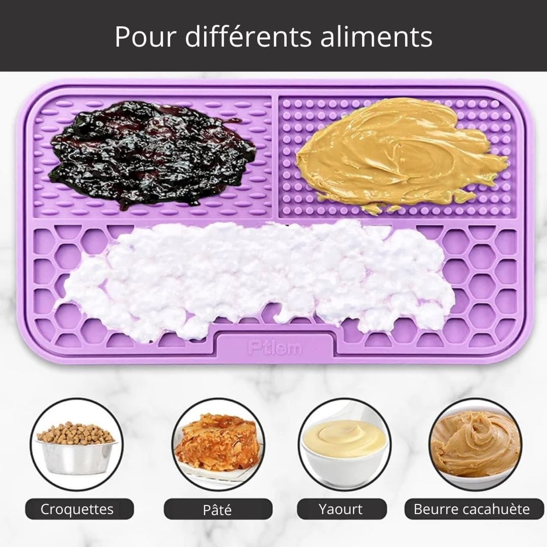 Différents aliments à utiliser sur nos tapis à lécher en silicone
