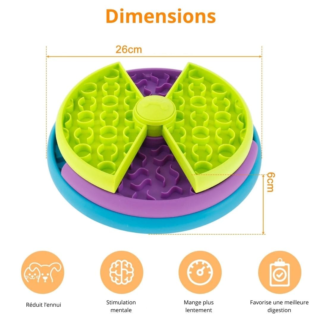 Dimensions de notre gamelle puzzle anti-glouton à 3 niveaux
