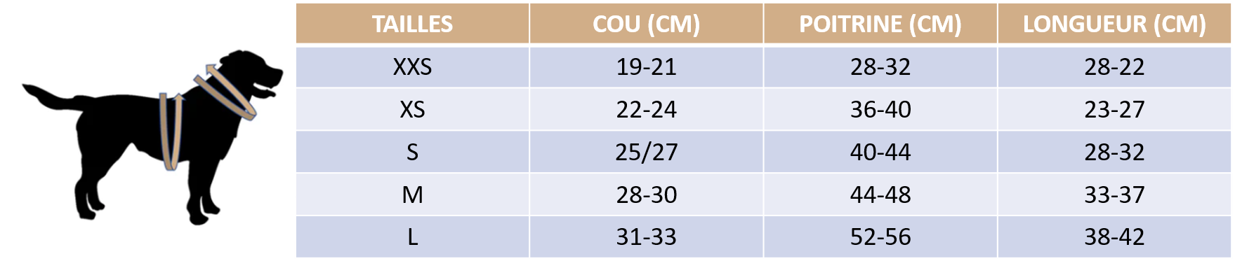 Dimensions du pyjama tigrou