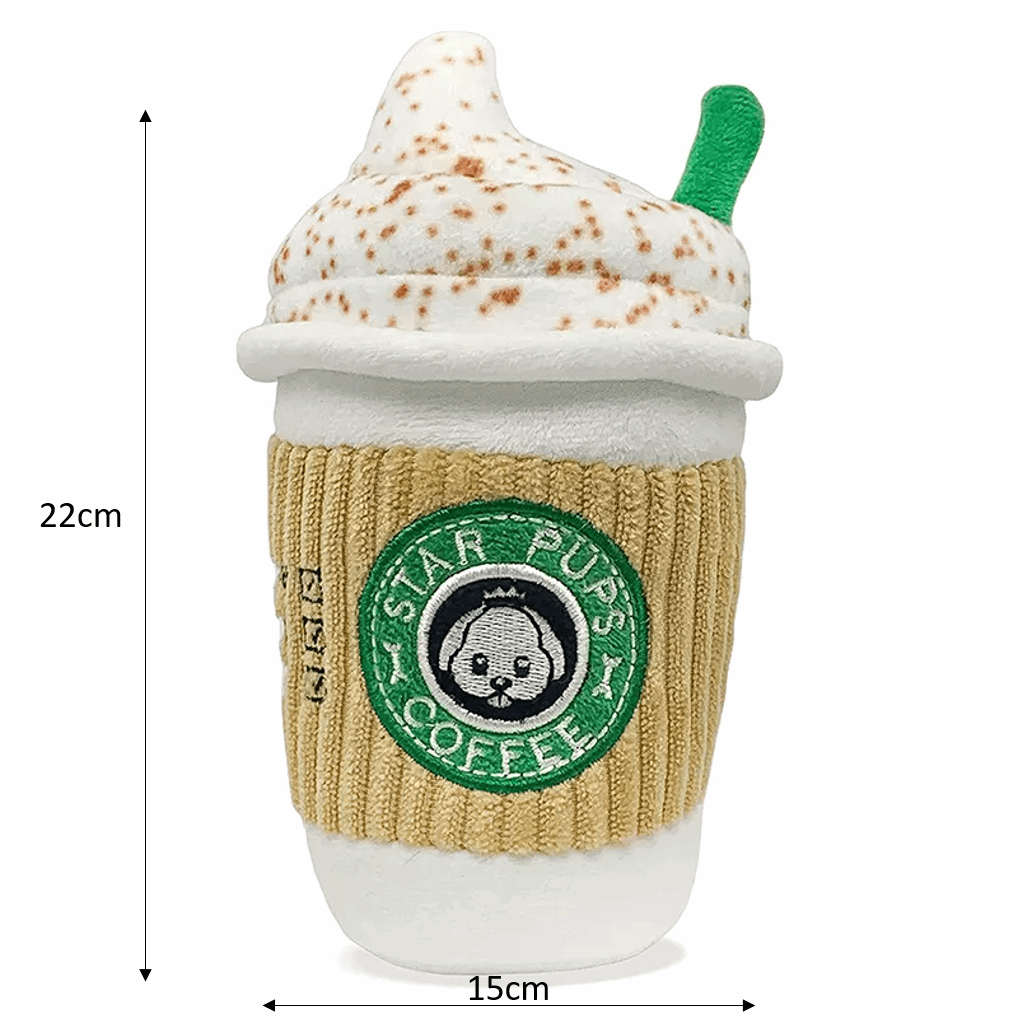 Dimensions de notre peluche tasse à café pour chien