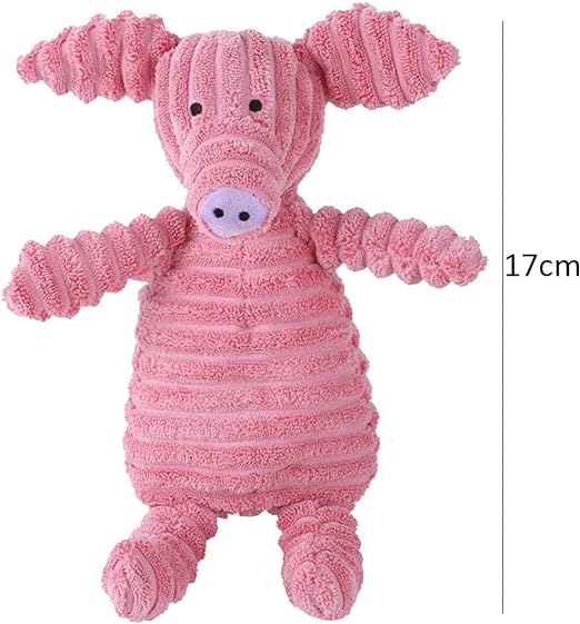Dimensions de notre peluche côtelée cochon pour chien