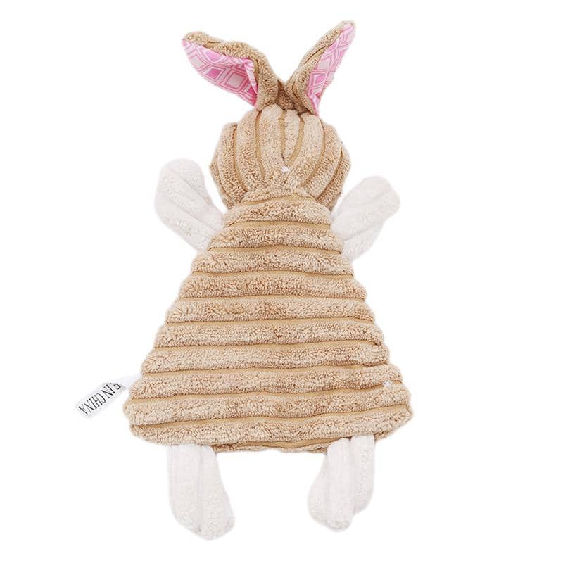 Peluche en forme de lapin pour chien vue de dos