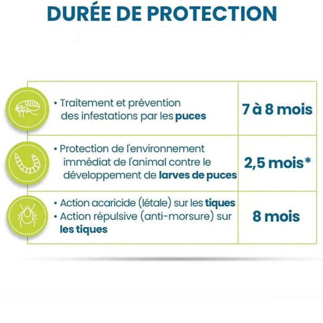 Durée de notre collier anti-puces et anti-tiques gris pour chien et chat