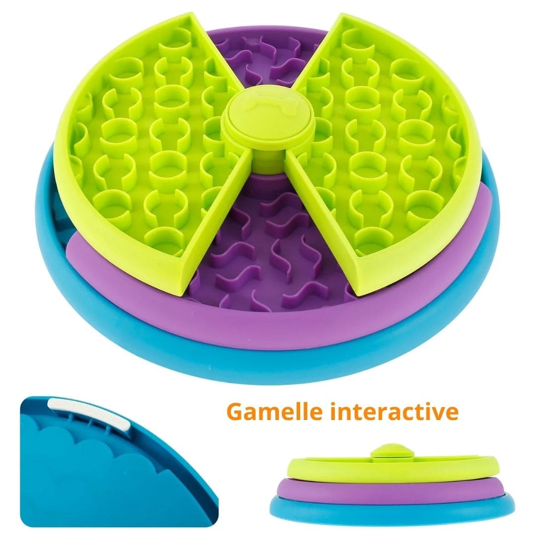Gamelle puzzle anti-glouton à 3 niveaux interactive pour les animaux