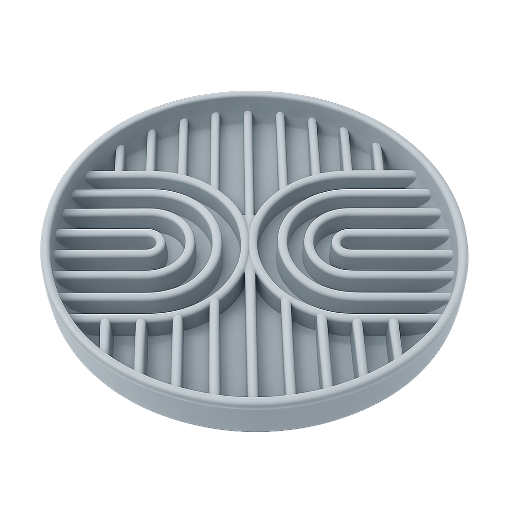 gamelle anti-glouton en silicone couleur bleu gris