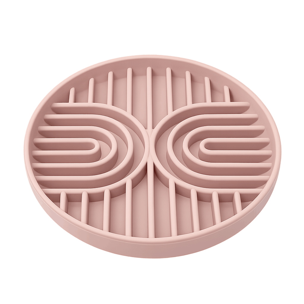 gamelle anti-glouton en silicone couleur rose pastel