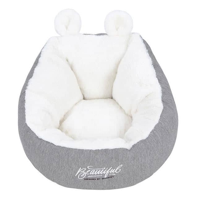 Lit douillet gris en coton pour chat
