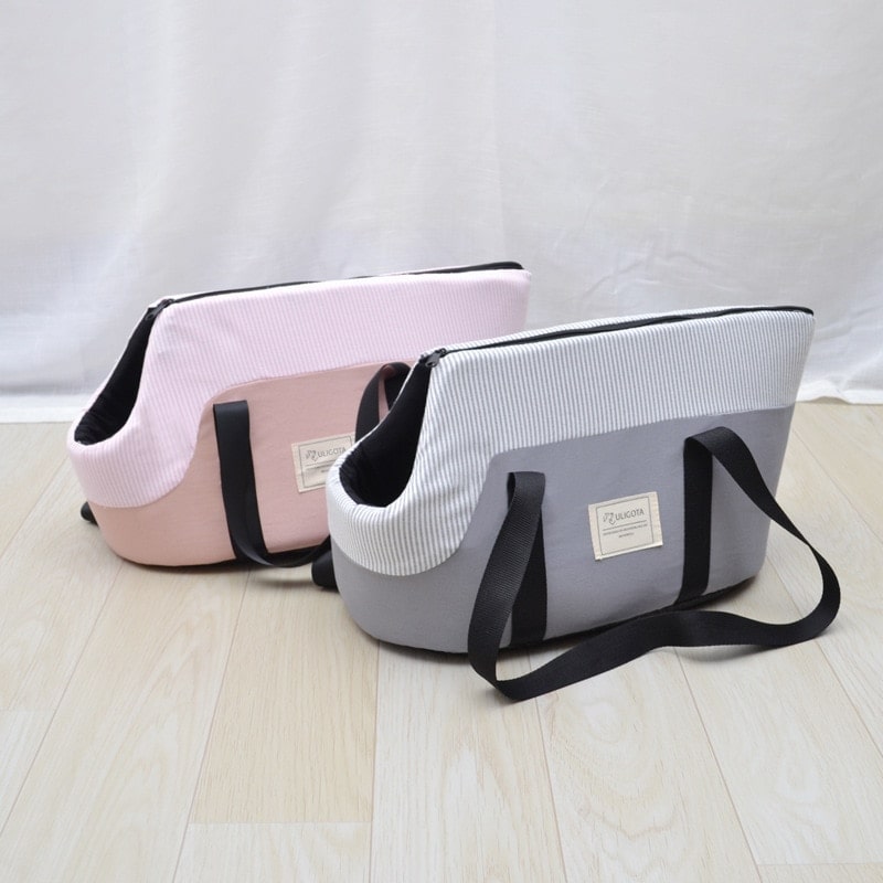 Sac d'épaule gris et rose pour animaux