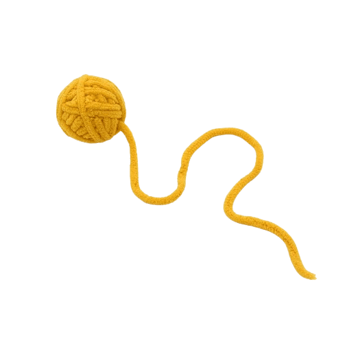 Balle avec ficelle pour chat - Jaune