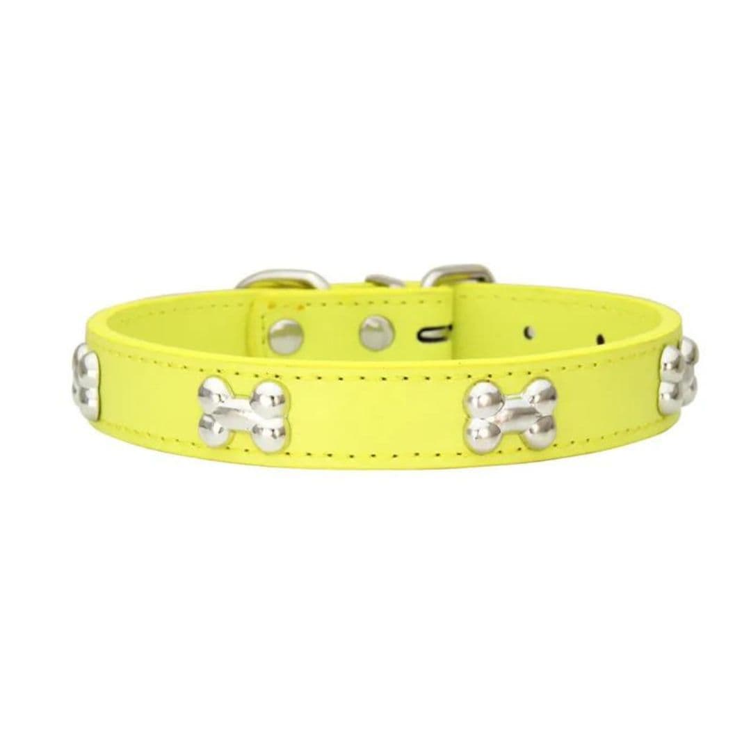 Collier jaune à motifs os pour chien et chat