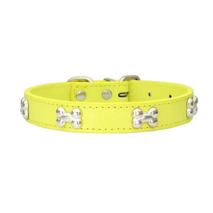 Collier jaune à motifs os pour chien et chat