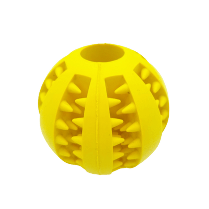 Balle dentaire jaune et à friandise pour chien