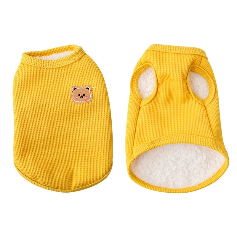 Pull ourson pour chien jaune devant et derrière