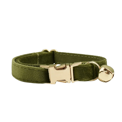Collier kaki en velours pour chat