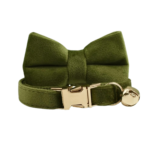Collier kaki en velours pour chat