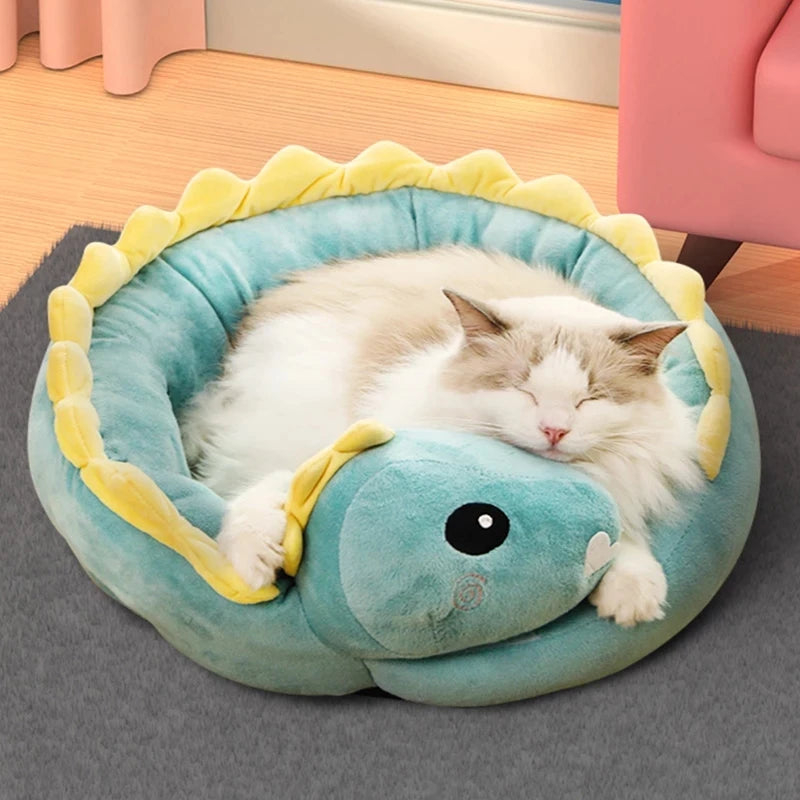 Grand lit pour chat en forme de dinosaure