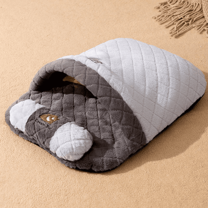 Lit sac de couchage gris pour chat
