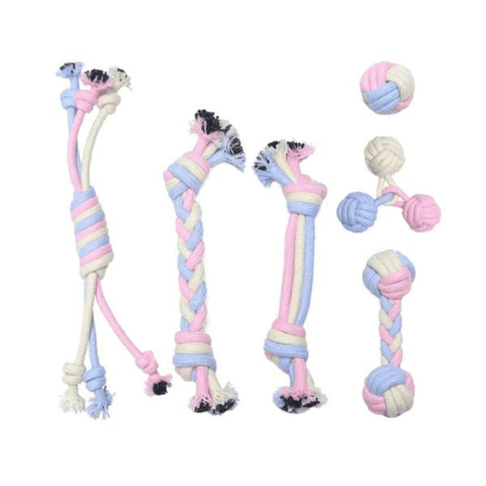 Lot de 6 cordes à mâcher pour chien - édition Guimauve