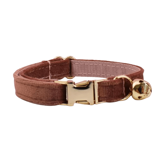Collier en velours marron clair pour chat