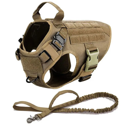 harnais tactique militaire marron pour chien - lot 1