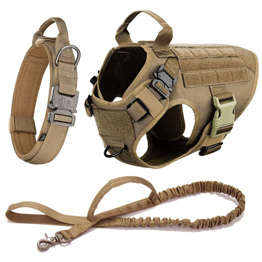 harnais tactique militaire marron pour chien - lot 2