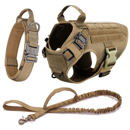 harnais tactique militaire marron pour chien - lot 2