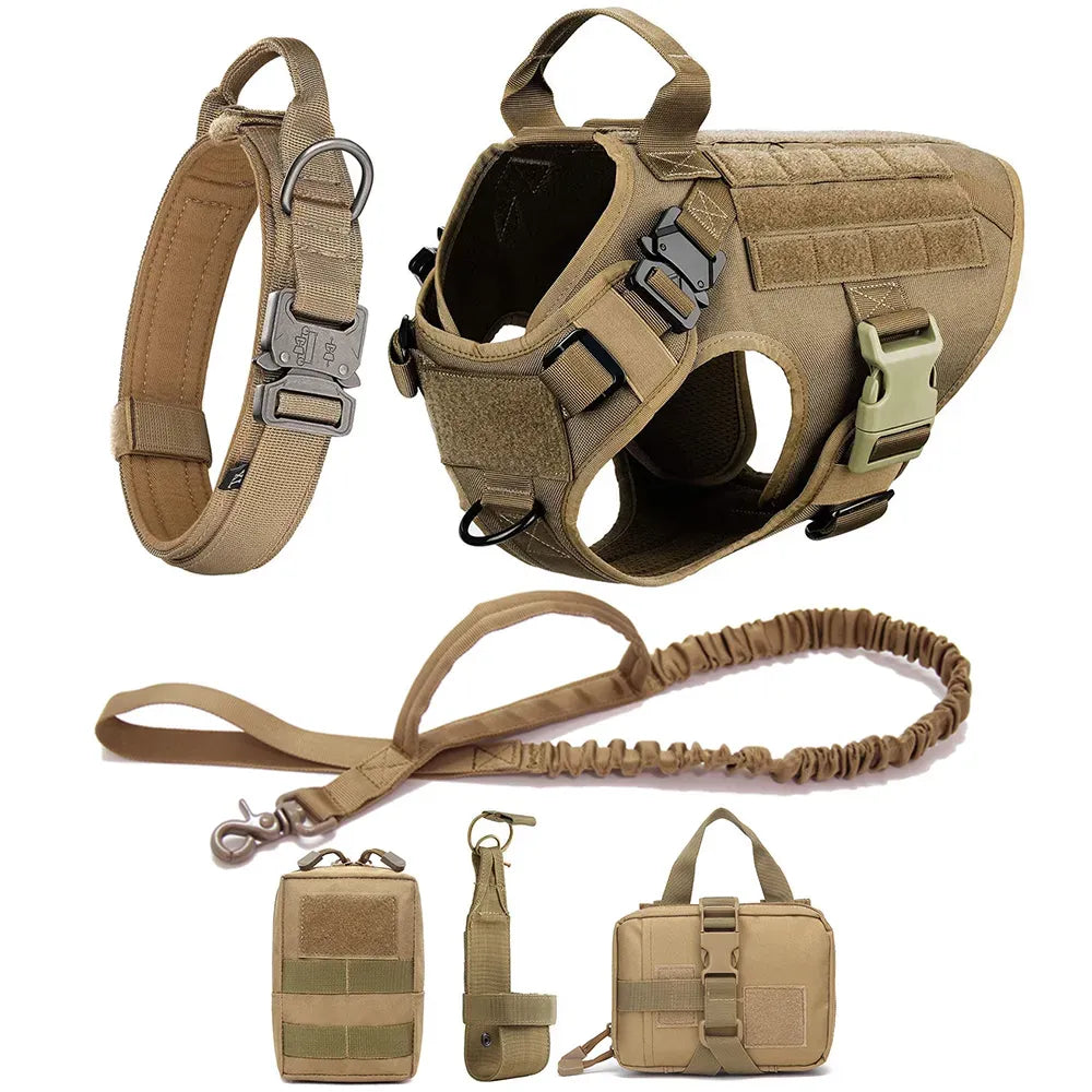 harnais tactique militaire marron pour chien - lot 3
