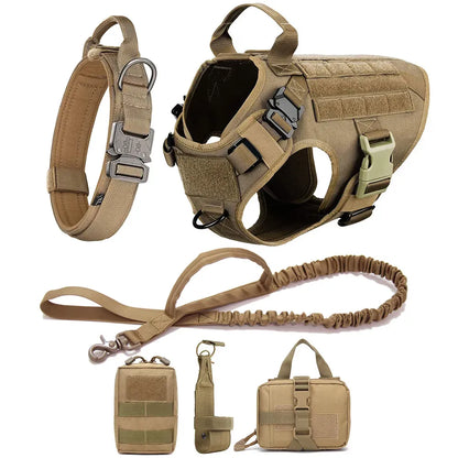 harnais tactique militaire marron pour chien - lot 3