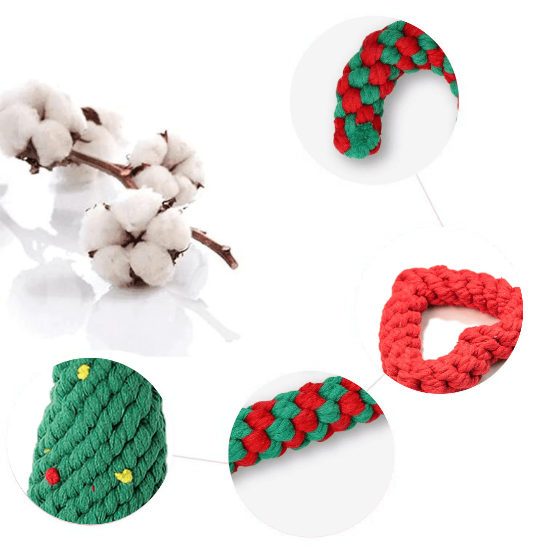 Lot de 3 Cordes à Mâcher pour Chien - Édition Christmas