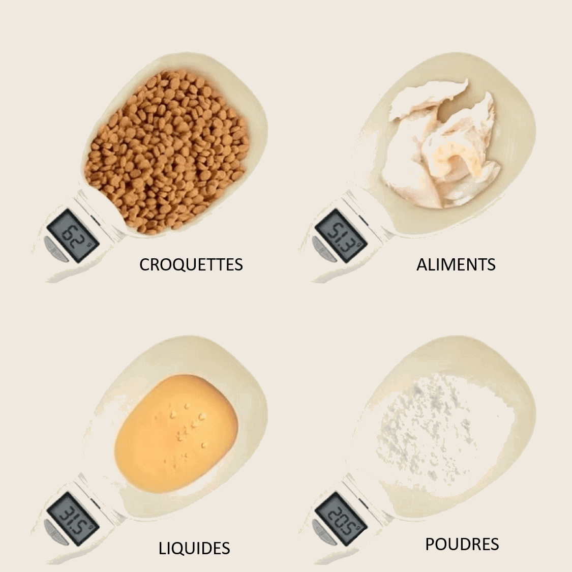 Cuillère balance électronique pour croquettes