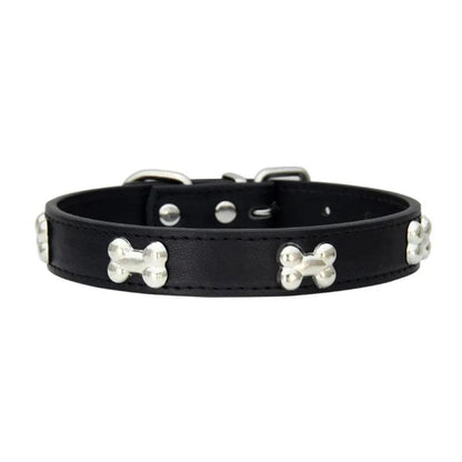 Collier noir à motifs os pour chien et chat