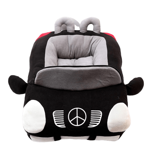 Lit en forme de voiture noire pour animaux de compagnie