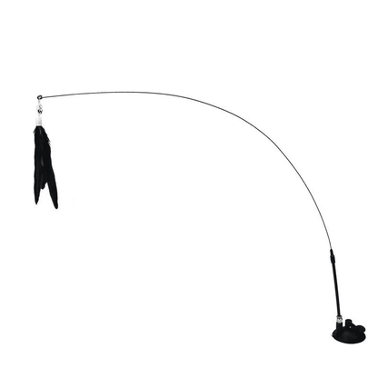 Canne à pêche noire avec ventouse pour chat
