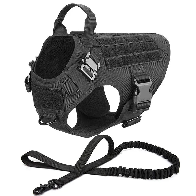 harnais tactique militaire noir pour chien - lot 1
